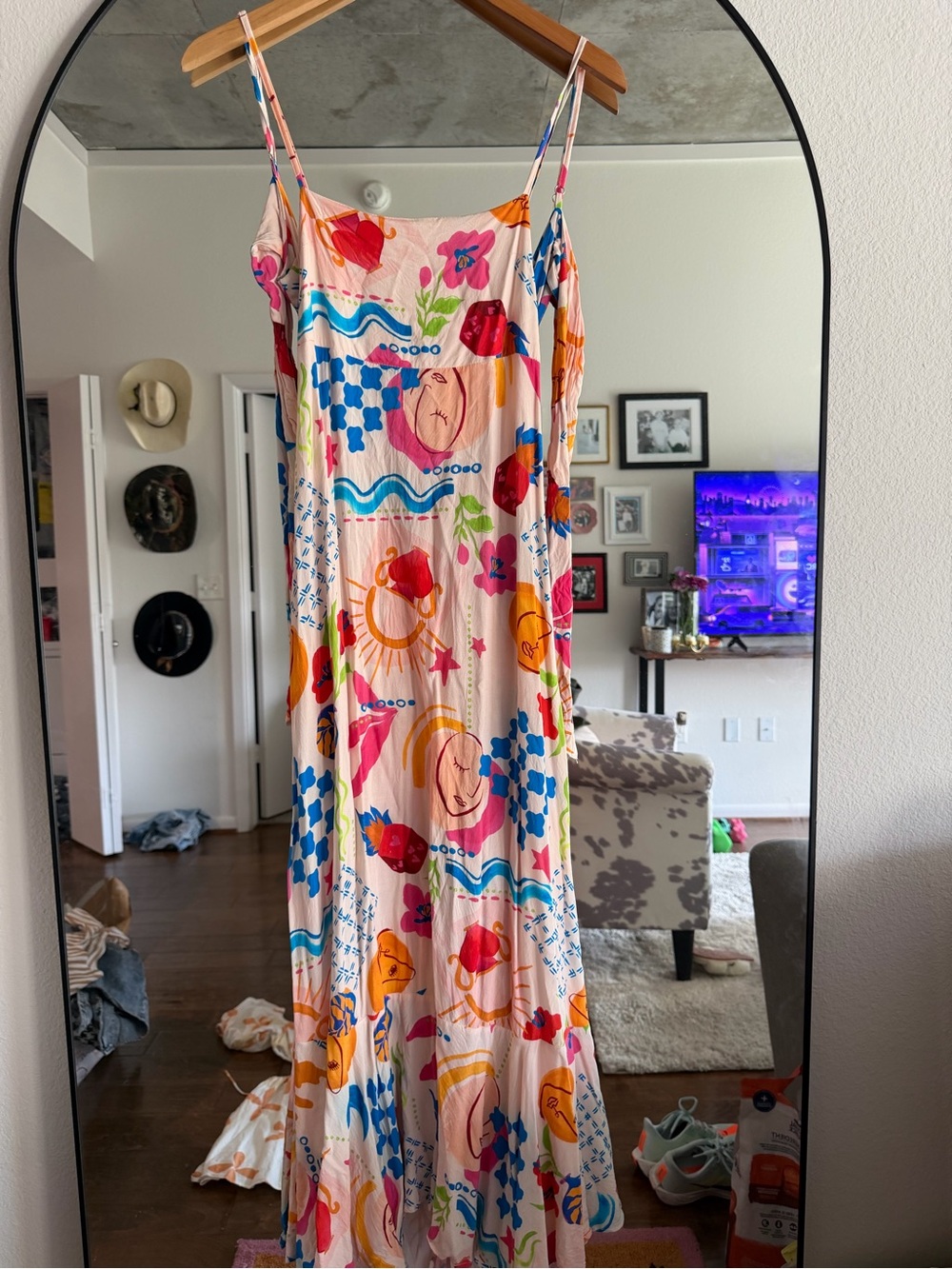 Colorful Abstract Print Slip Dress